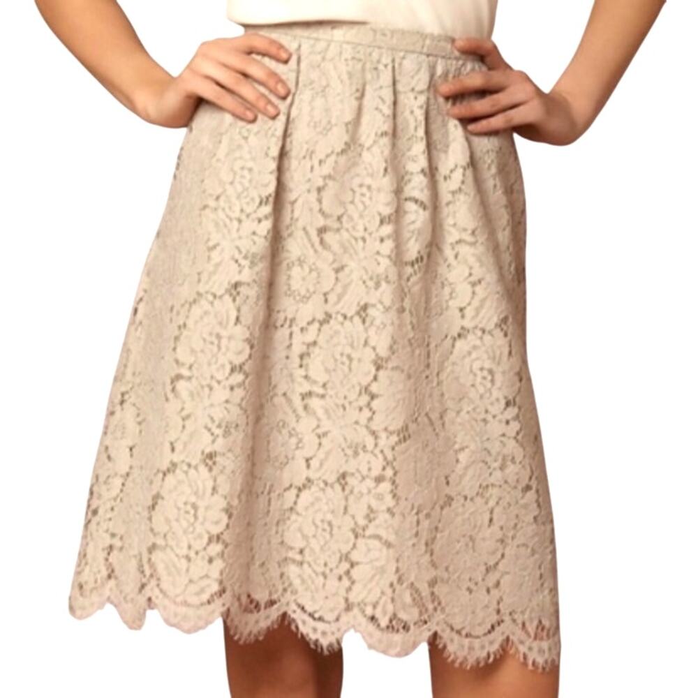 BHLDN Jenny Yoo Cream Lace Lydia A-Line Formal Knee Length Skirt size 0 NEW Tags